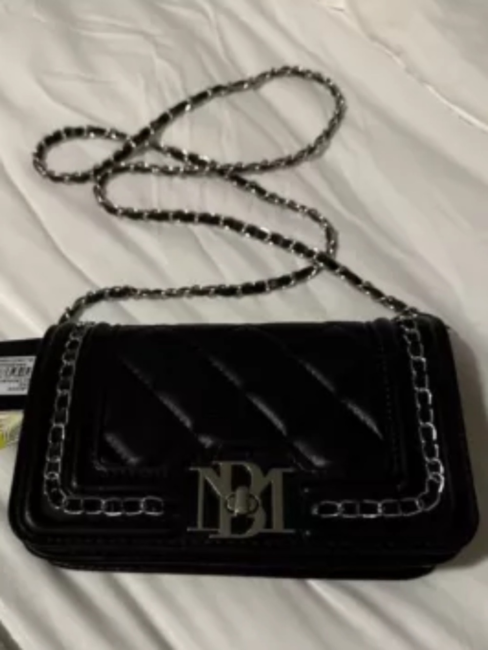 "BADGLEY MISCHKA" Black Quilted Vegan Leather Crossbody Bag Shoulder Bag Sexy